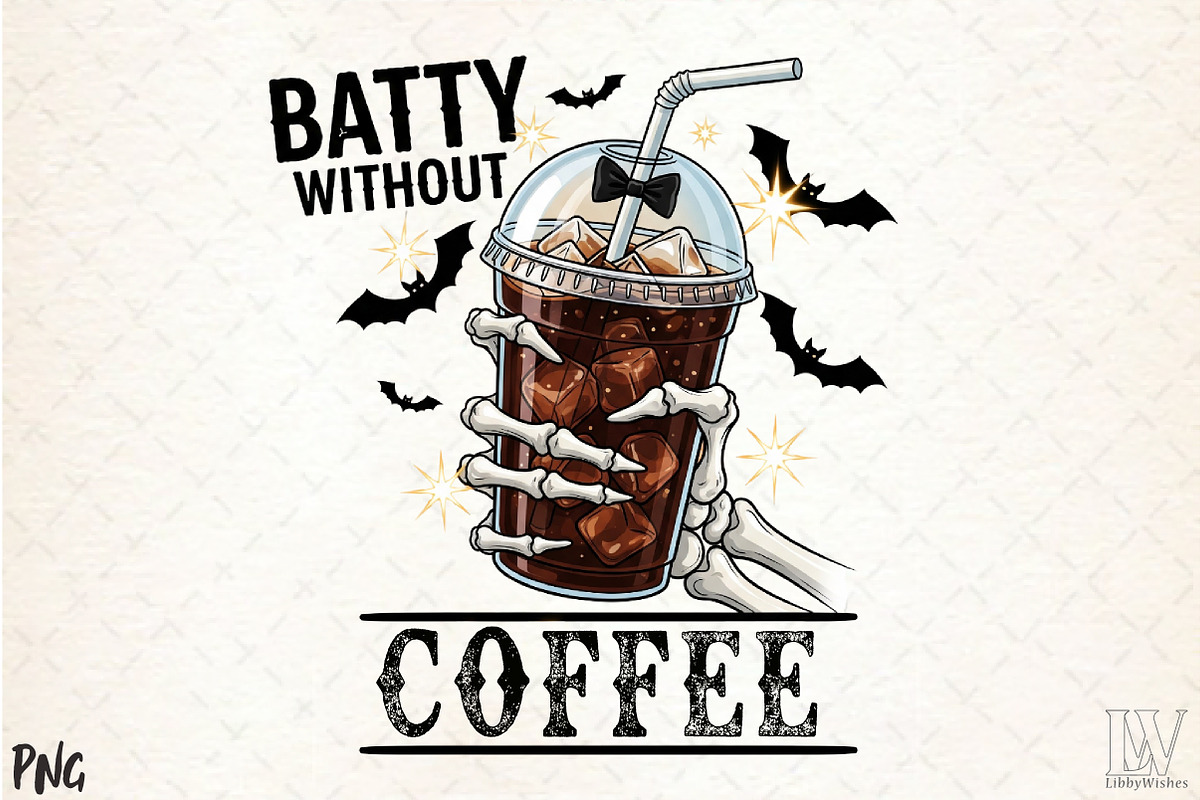 Batty Without Coffee Png,Halloween, an Illustration by Libby Wishes (Photo 1 of 6)