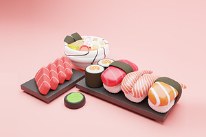 3D Japanese Food Illustration 2