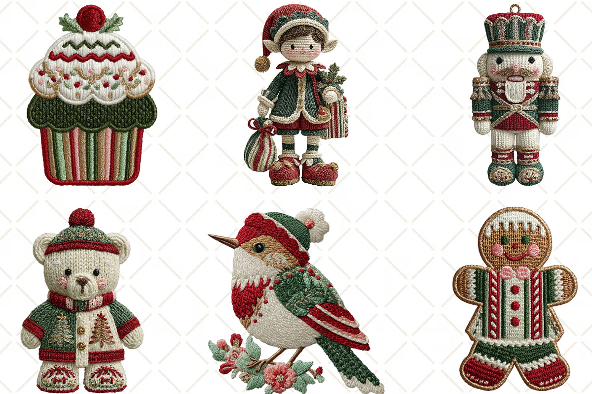 Crochet Christmas Clipart PNG, an Illustration by Black Bird Studio (Photo 2 of 6)
