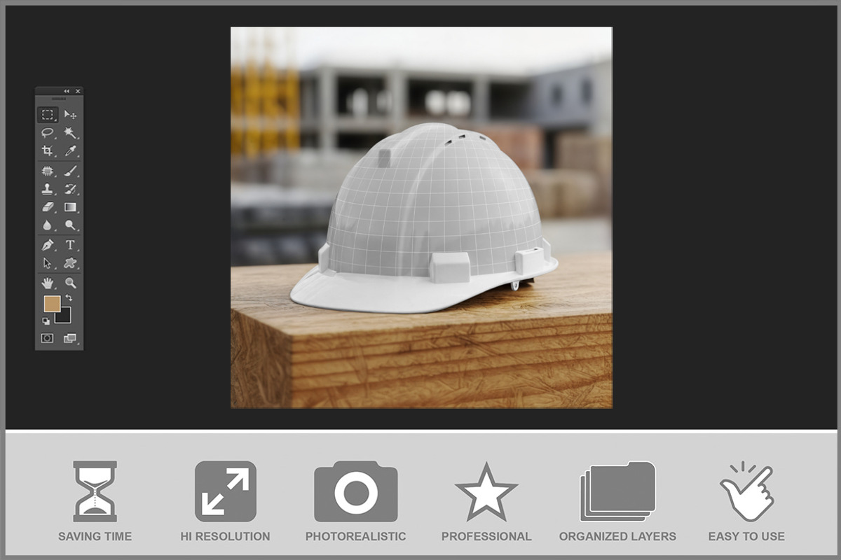 Hard Hat Logo Mockup, an Apparel Mockup by Bruno's Shop (Photo 2 of 3)