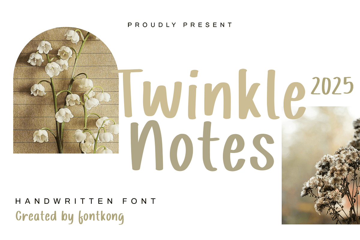 Twinkle Notes – Handwritten Font, a Handwritten Font by overlaytemplates (Photo 1 of 5)