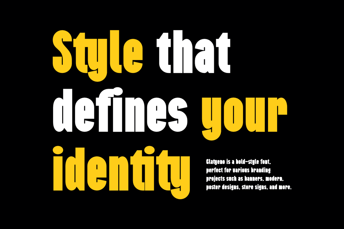 Glatyeno - Bold Sports Font, a Sans Serif Font by Iqsiart Studio (Photo 6 of 15)
