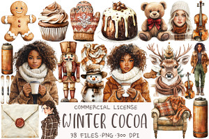 Watercolor Winter Cocoa Clipart, an Illustration by OK Design
