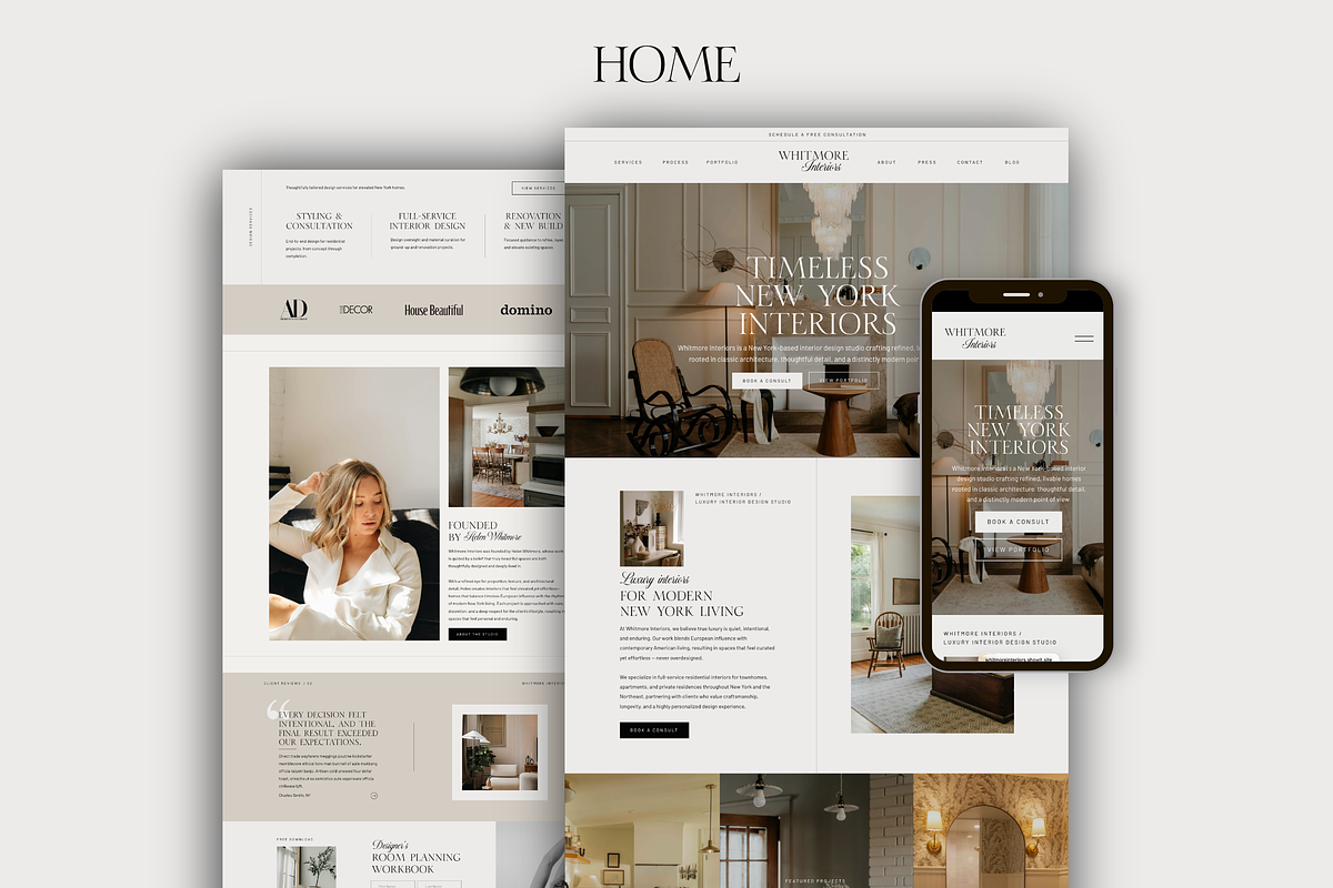 Interior Designer Website Showit, a Squarespace Template by Warmsoulgallery (Photo 2 of 14)
