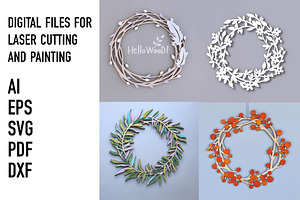 wreath laser cut, an Object Graphic by HelloWood