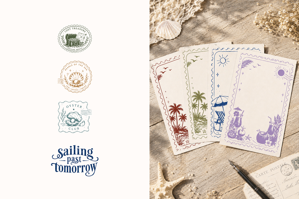 Tropical Vector Stamps & Frames, an Object Graphic by Nutalin Art (Photo 9 of 11)
