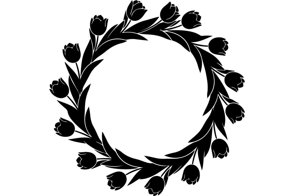 Floral Heart Circle WreathBlack Set, a Seasonal Illustration by Designer_Momina (Photo 7 of 18)