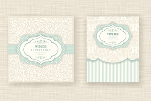 Set Of 12 Vector Wedding Invitation