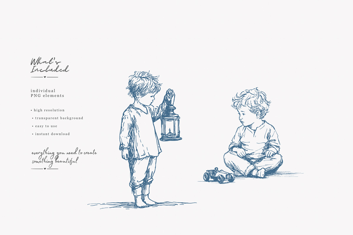 vintage children clipart collection, a Decorative Illustration by Patishop Art (Photo 4 of 8)
