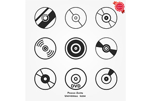 CD or DVD icon. Compact disk simbol.