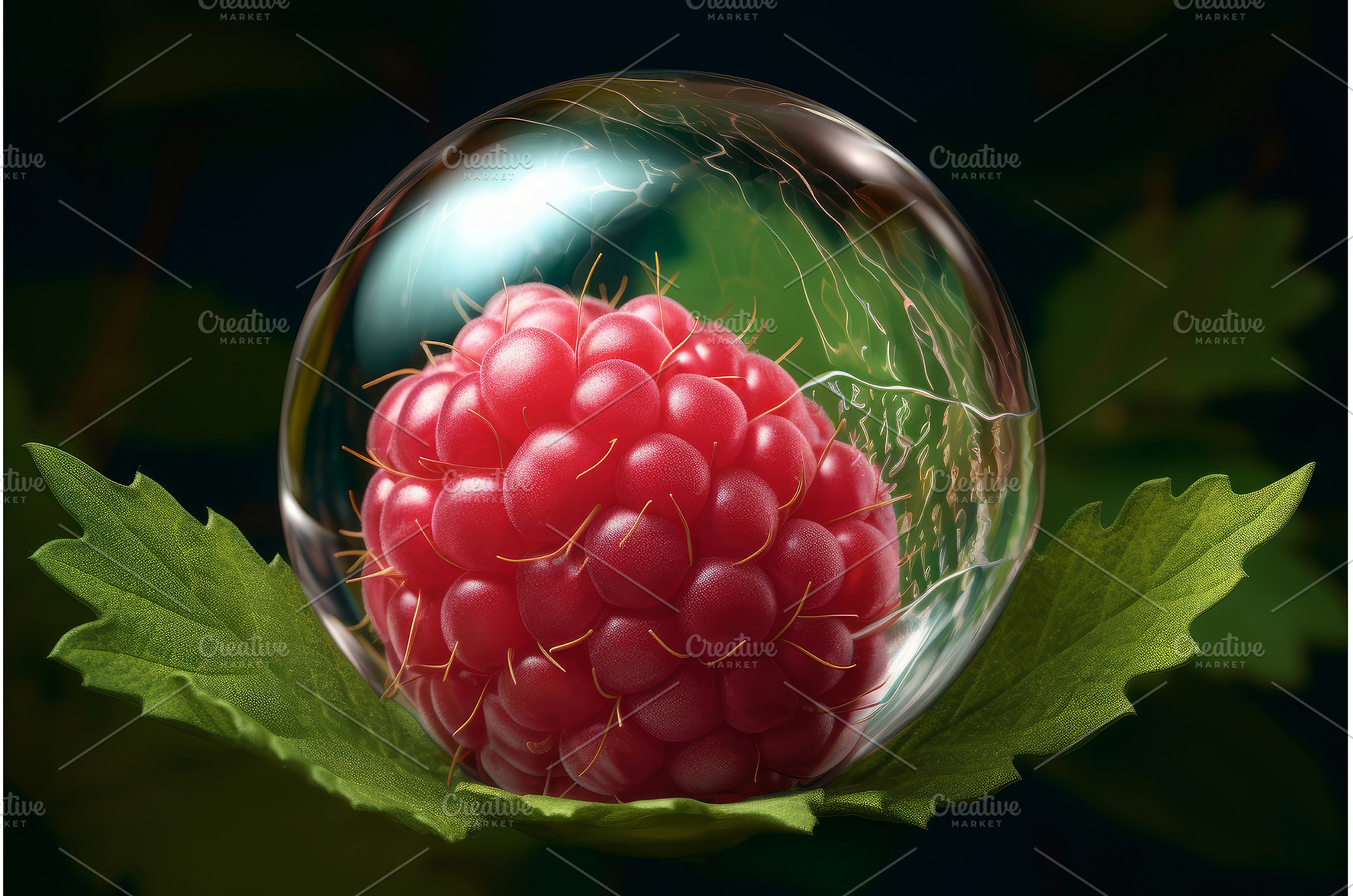 Raspberry leaf bubble. Generate Ai, a Food & Drink Photo by Ylivdesign