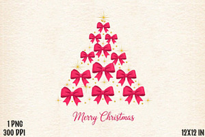 Coquette Pink Bow Merry Christmas, an Illustration by Designworld