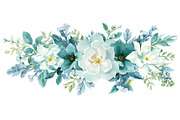 Cool Blue Watercolor Florals, an Illustration by Creativeshirt (Thumbnail 2 of 11)