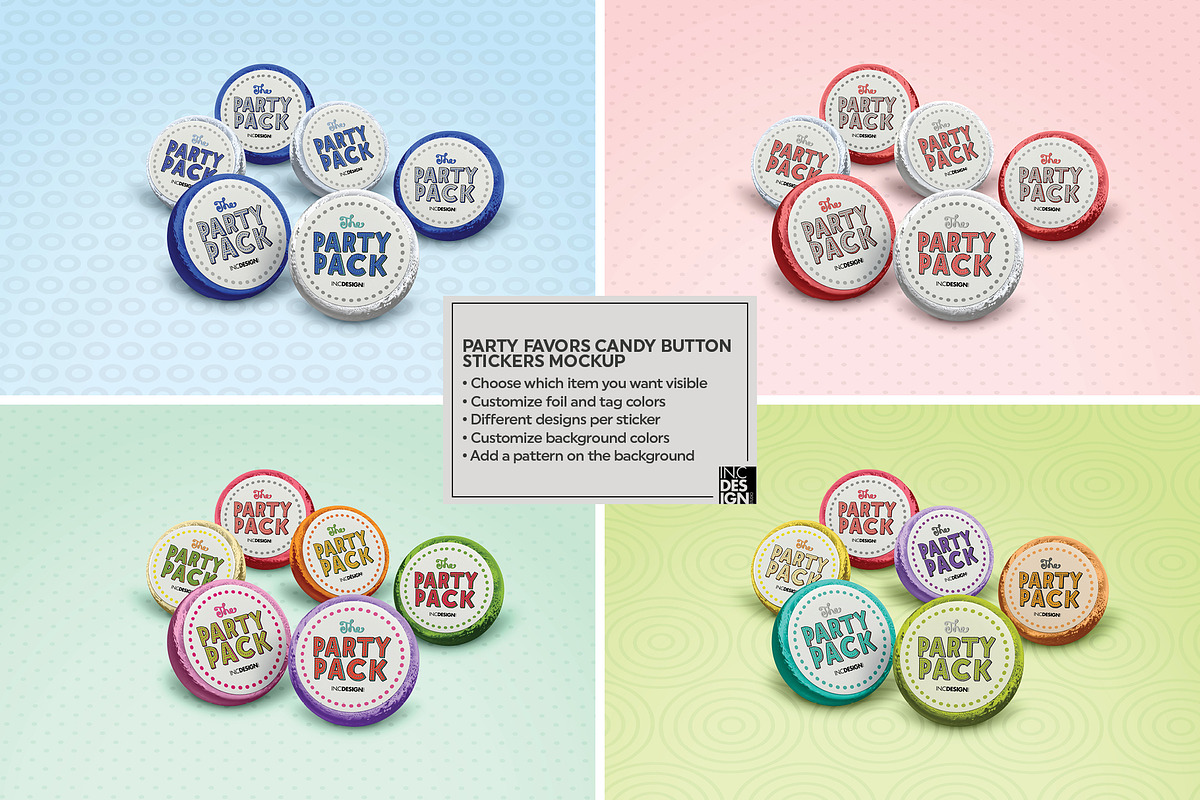 Candy Button Sticker Mockup, a Packaging Mockup by INCDesign (Photo 3 of 6)