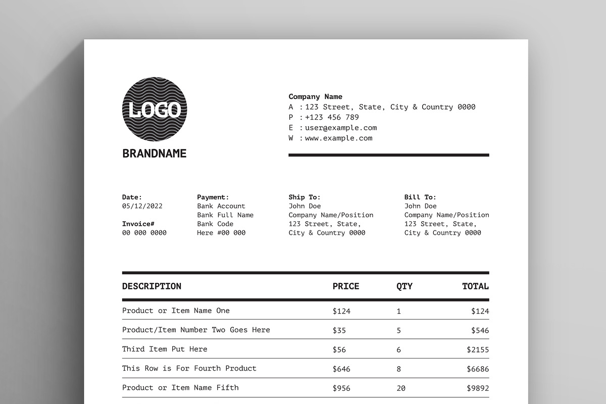 Black and Orange Color Bill Invoice, a Print Template by MightyDesign (Photo 2 of 6)