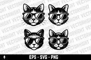 Logo of a cat wearing sunglasses, an Animal Illustration by Vectorhight (Thumbnail 2 of 3)