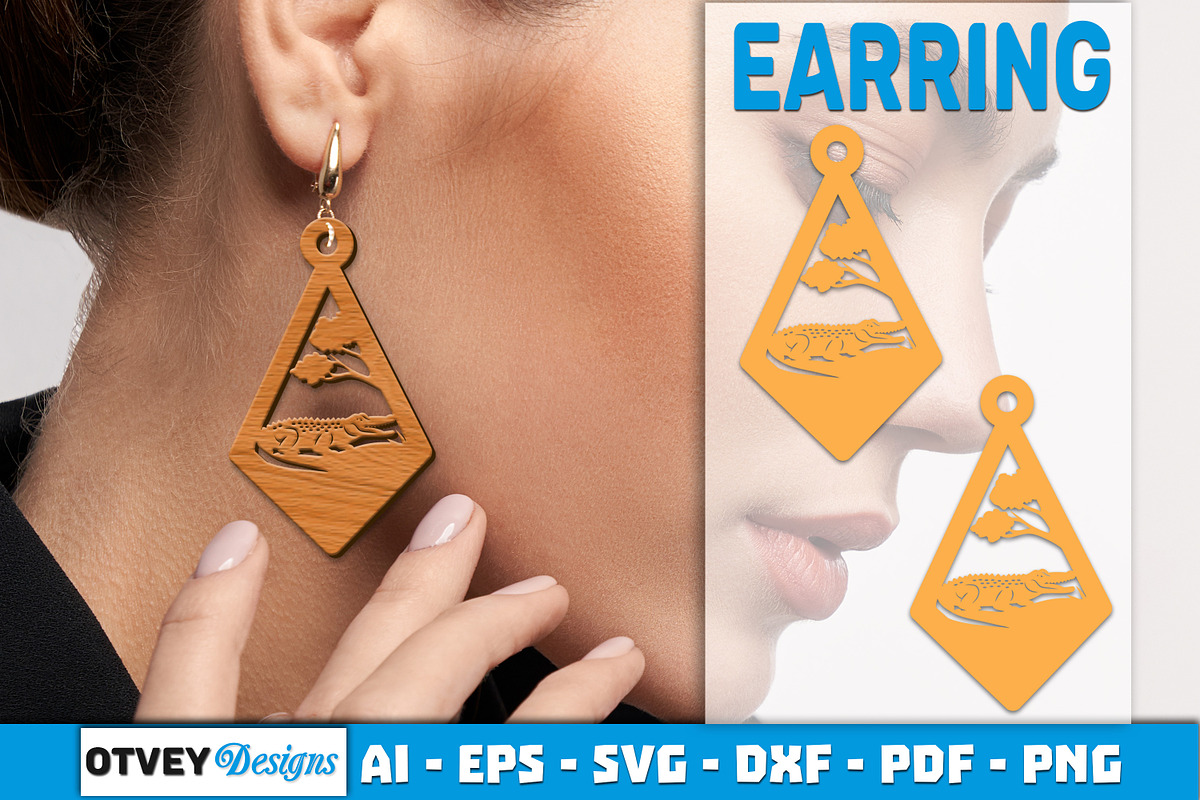 Lasercut Wooden Earrings Animals, an Object Graphic by OTVEY DESIGN (Photo 10 of 13)