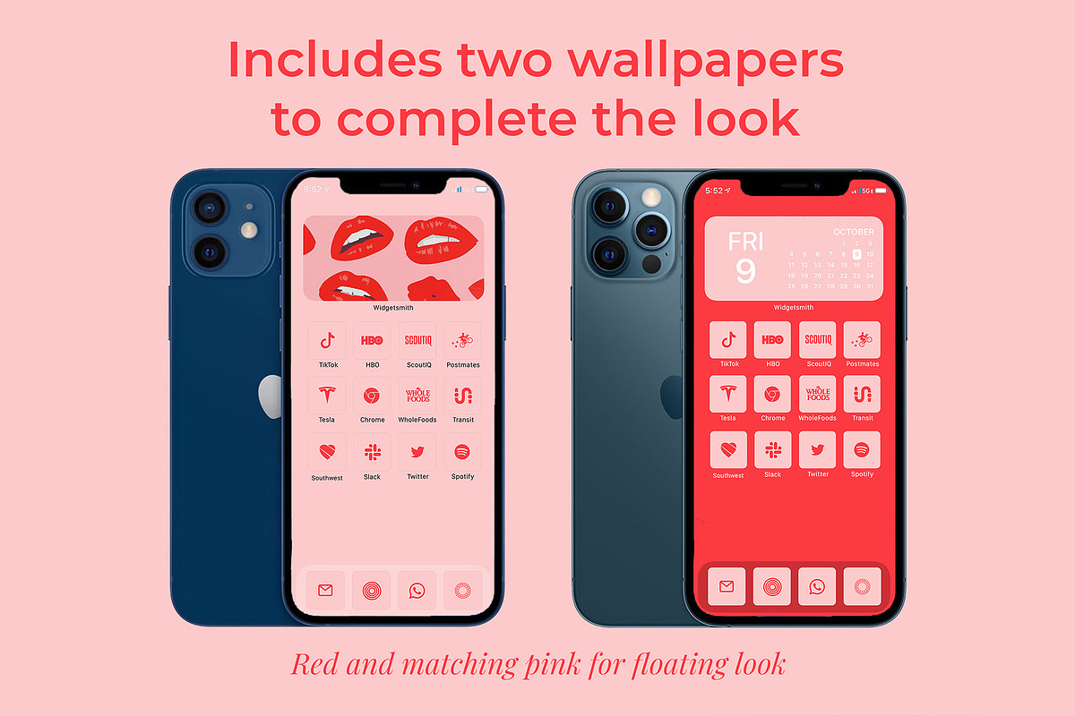300 iOS 14 Pink and Red Icon Pack, an Icon by A Good Design Studio (Photo 3 of 5)