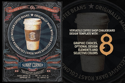 Coffee House ChalkBoard w/8 Graphics