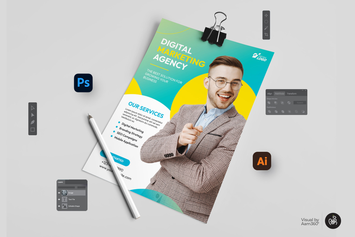 Digital Marketing Flyer Template, a Flyer Template by Aam360 (Photo 3 of 3)