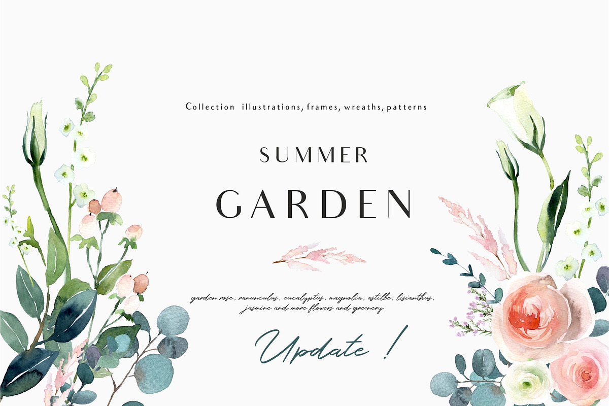 SALE! Summer garden - floral graphic, an Illustration by Youksy (Photo 1 of 24)