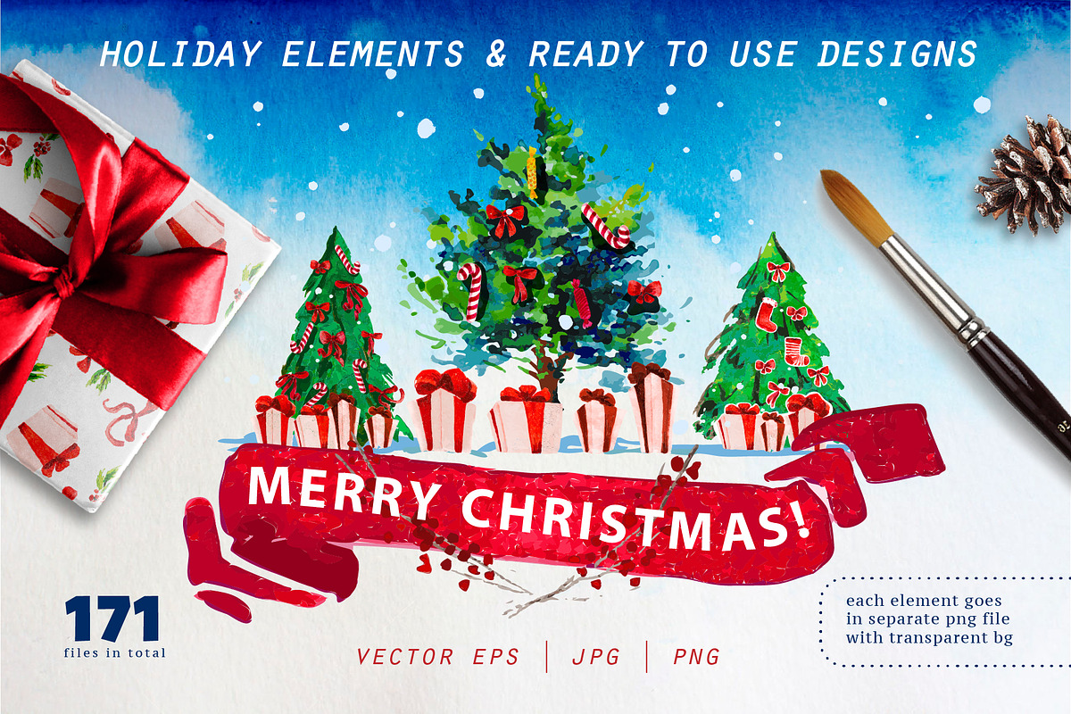 Merry Christmas pack, a Decorative Illustration by Funnystore (Photo 1 of 14)