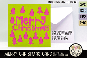 Merry Christmas Trees Card SVG