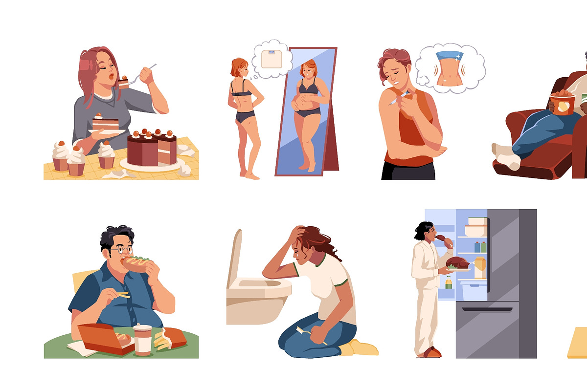 Eating disorder people. Unhealthy, a Food Illustration by YummyBuum (Photo 3 of 3)