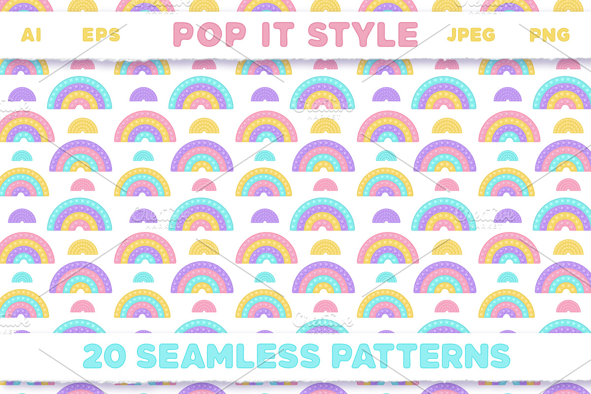 Pop it Fidget Toy Pastel Pattern set, a Pattern Graphic by VectoriyA (Photo 5 of 8)