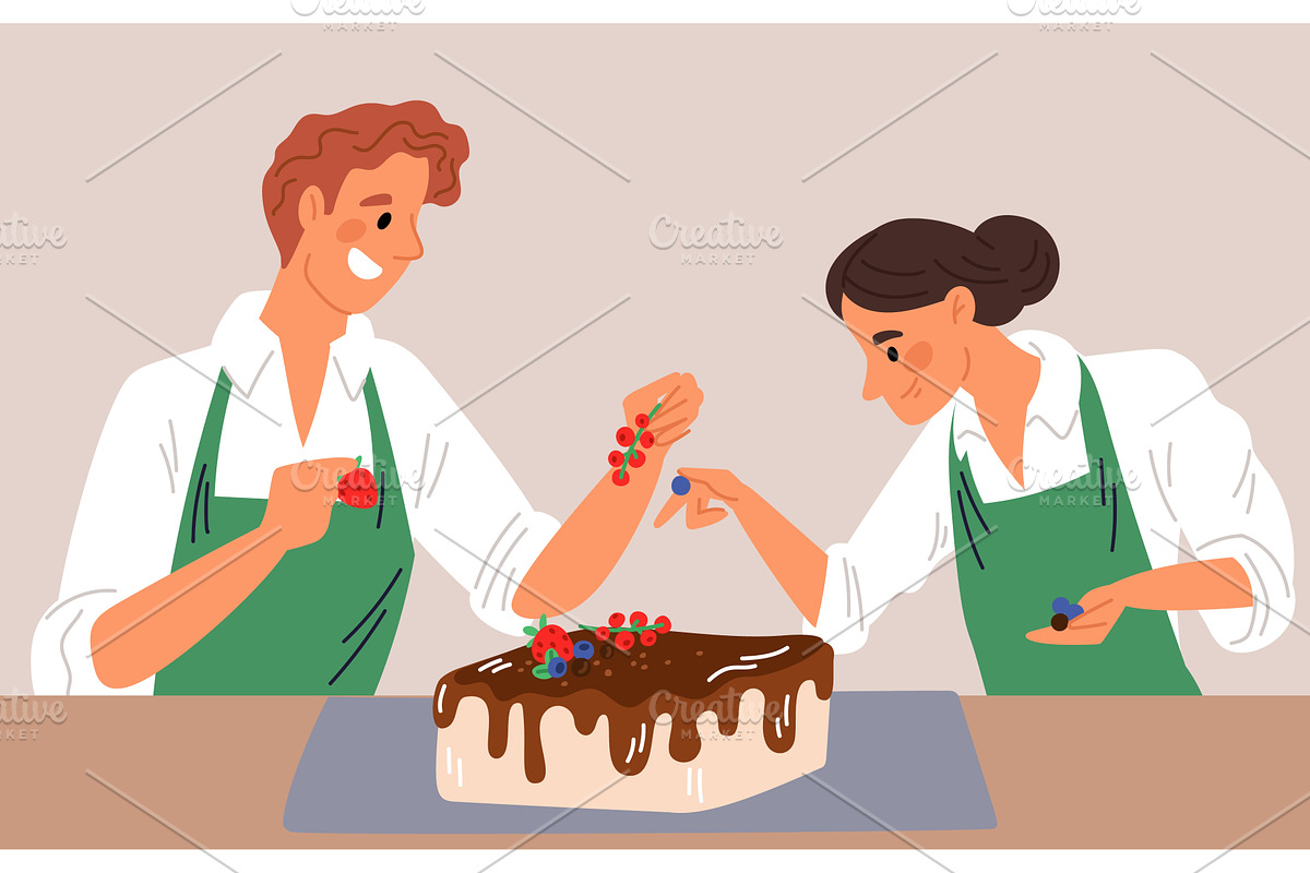 Couple in love man and woman baking, a Person Illustration by Vectorbuum