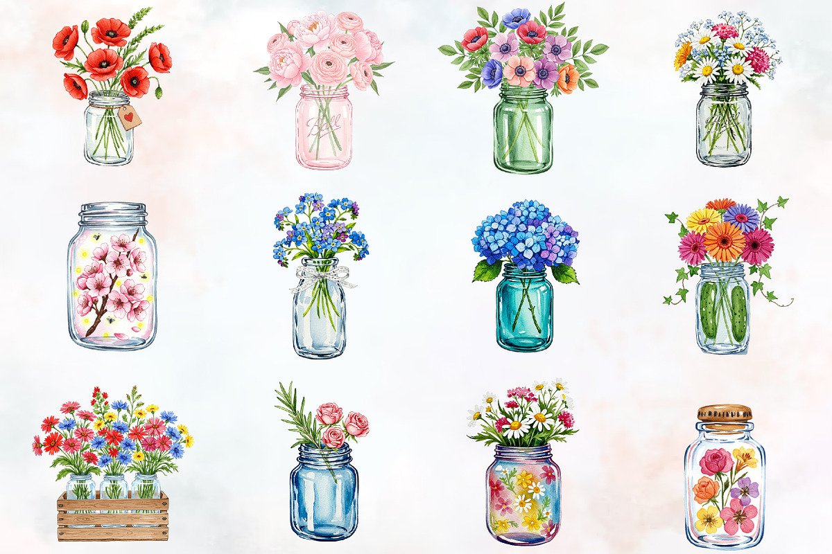 Flowers in Jar Sublimation Clipart, an Illustration by RobertsArt (Photo 5 of 7)