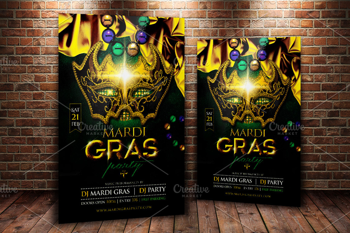 Mardi Gras Party Flyer Template, a Flyer Template by MergeIdea (Photo 3 of 3)