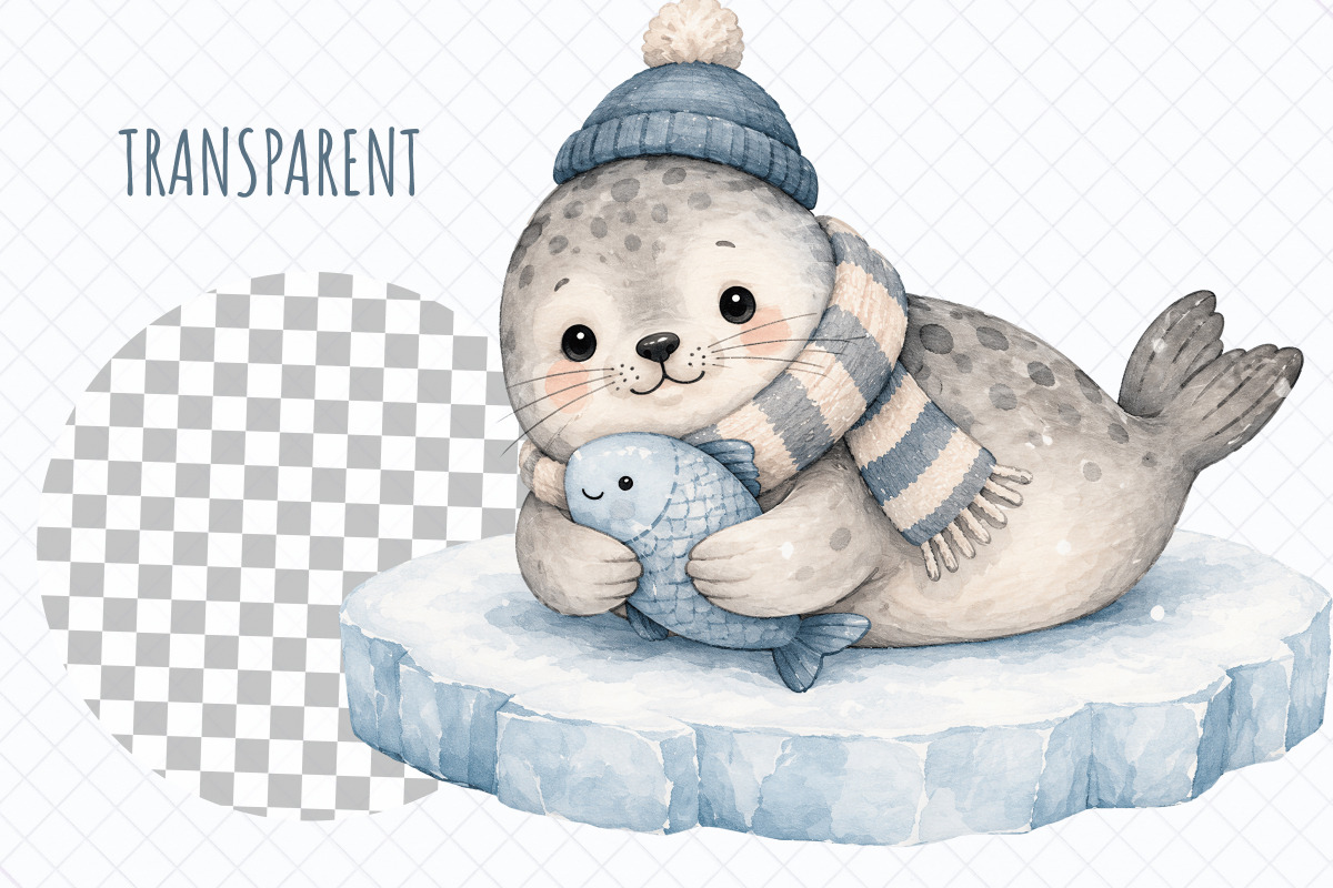 Cozy Winter Animals Clipart - 50 PNG, an Animal Illustration by Whimsy Brush Studio (Photo 8 of 10)