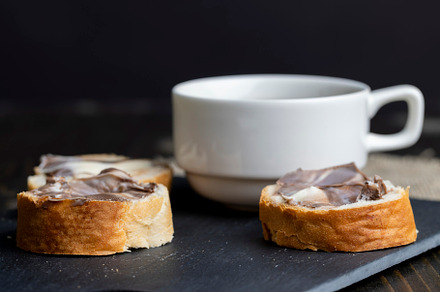 Sweet chocolate butter spread on a baguette, a Food & Drink Photo by MyPhotos