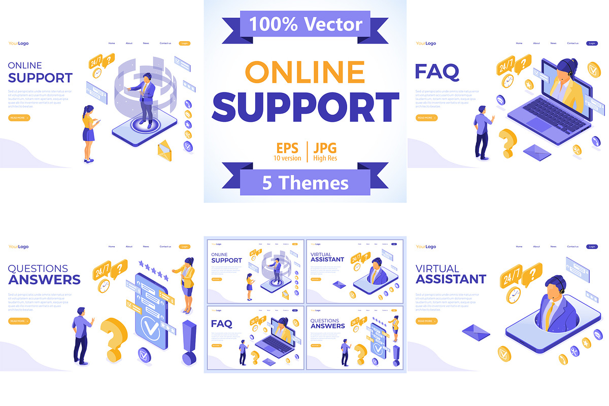 Isometric Online Customer Support, a Person Illustration by TAlex (Photo 1 of 6)