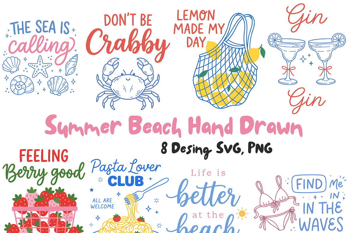Summer Beach Hand Drawn SVG Bundle, an Illustration by OK Design (Photo 1 of 5)