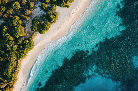 Stunning aerial view of a secluded b, a Photo by Iftikhar Alam