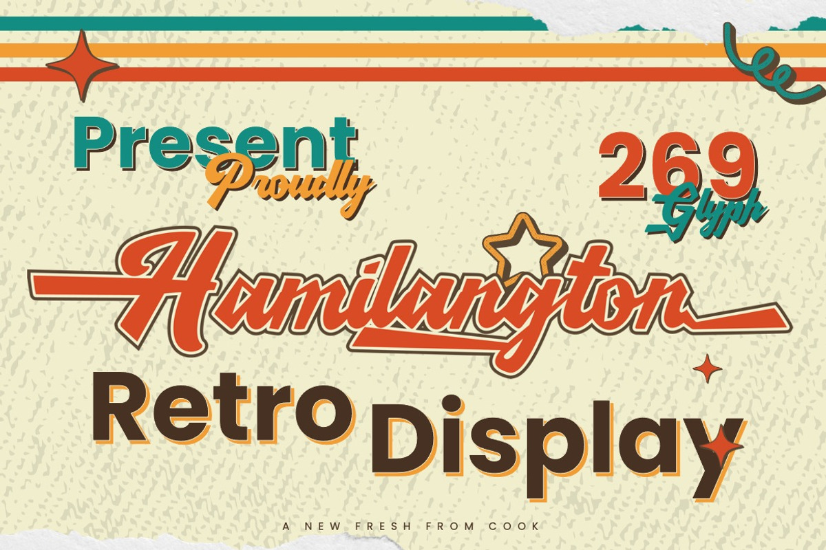 Hamilangton - Retro Display Font, a Script Font by Dhabee (Photo 2 of 17)