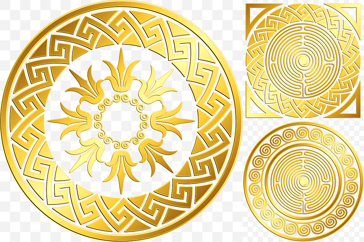 Set Golden round Greek ornament, a Pattern Graphic by kavalenkava (Photo 2 of 2)