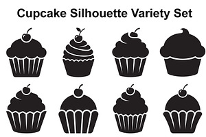 Swirled Cupcake Silhouette Set, an Object Graphic by Designer_Momina
