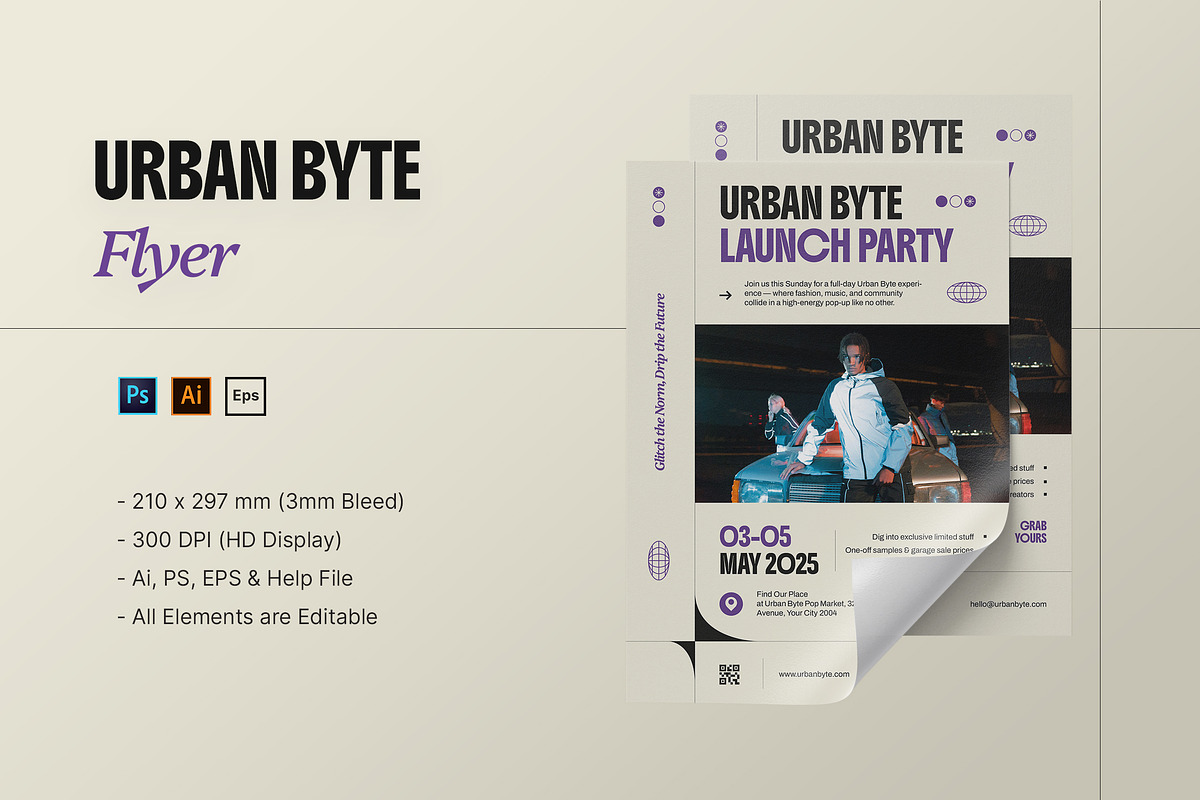 Urban Byte - Flyer Template, a Flyer Template by StreaksideStd (Photo 1 of 3)
