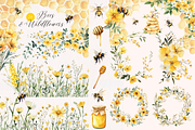 Bees and Wildflowers Clipart, a Decorative Illustration by ClipArtCharm (Thumbnail 3 of 3)
