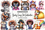 Quirky Crazy Cats Sublimation Clipar, an Illustration by DreamArtGraphic (Thumbnail 1 of 5)