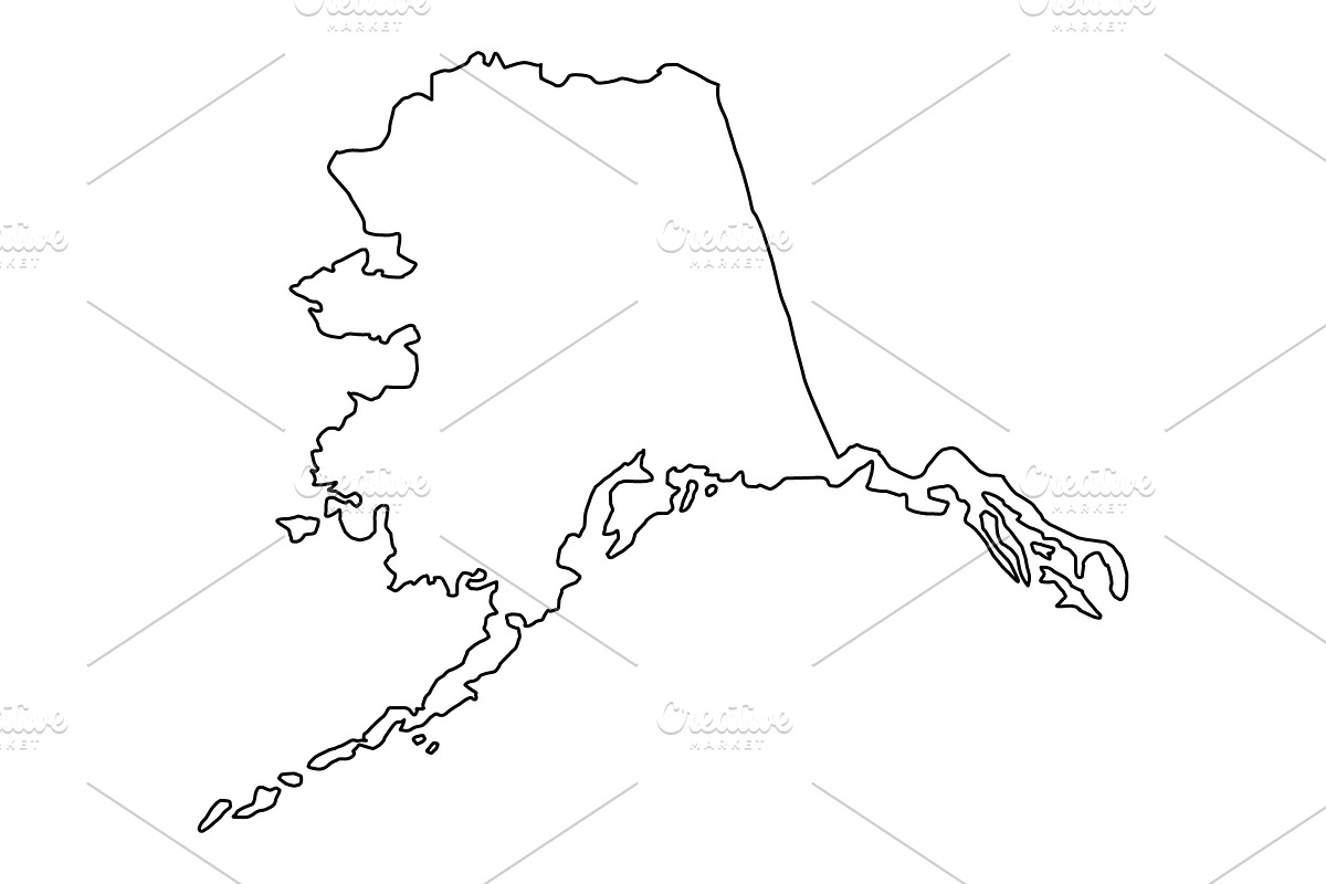 Alaska map outline, an Illustration by Mark1987