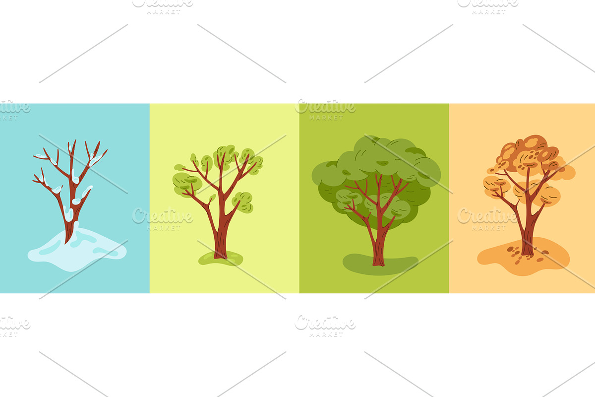 Four seasons tree. Nature change, an Object Illustration by Vectorbuum