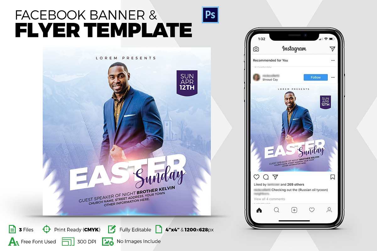 Church Easter Flyer, a Flyer Template by Design'sTRIBE