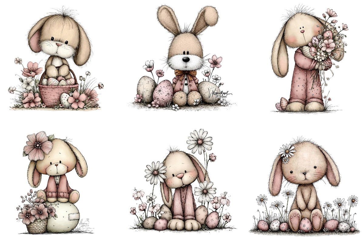 Happy Easter Bunny Clipart, an Illustration by Dream Creation (Photo 5 of 7)