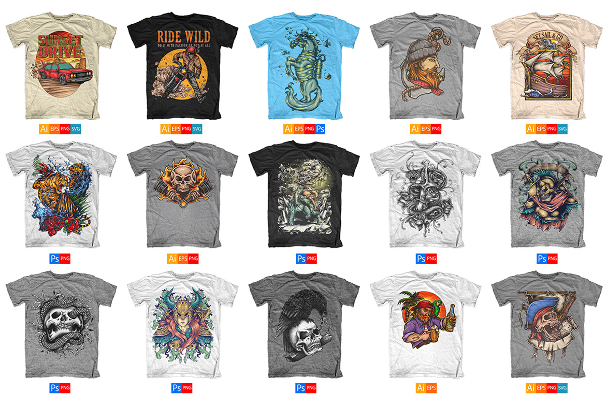 100 T-Shirt Designs, an Illustration by TSV Art Collective
