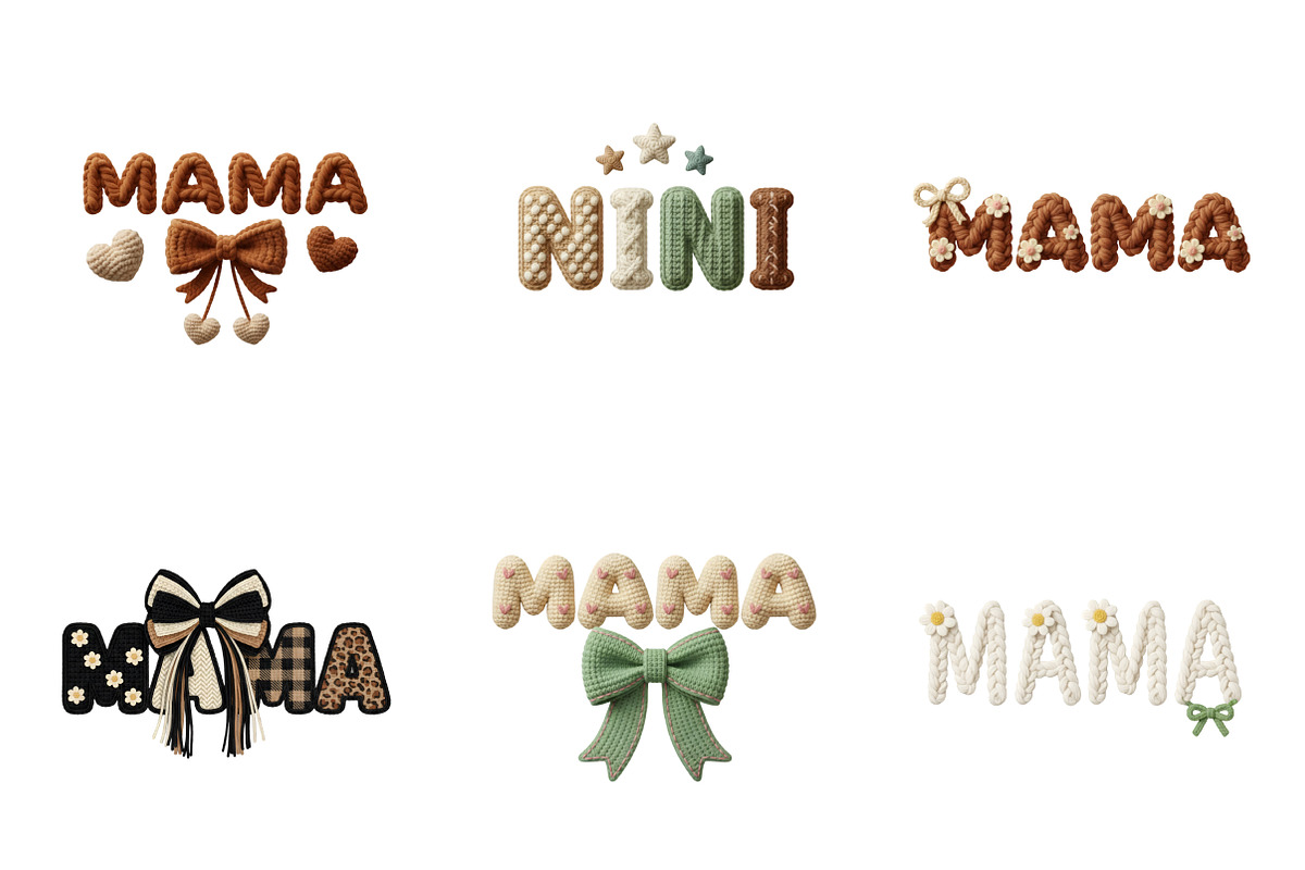 Crochet Mama Clipart PNG Bundle, an Illustration by SinaCreation (Photo 3 of 11)