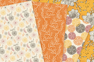 Vector Autumn Floral Digital Paper